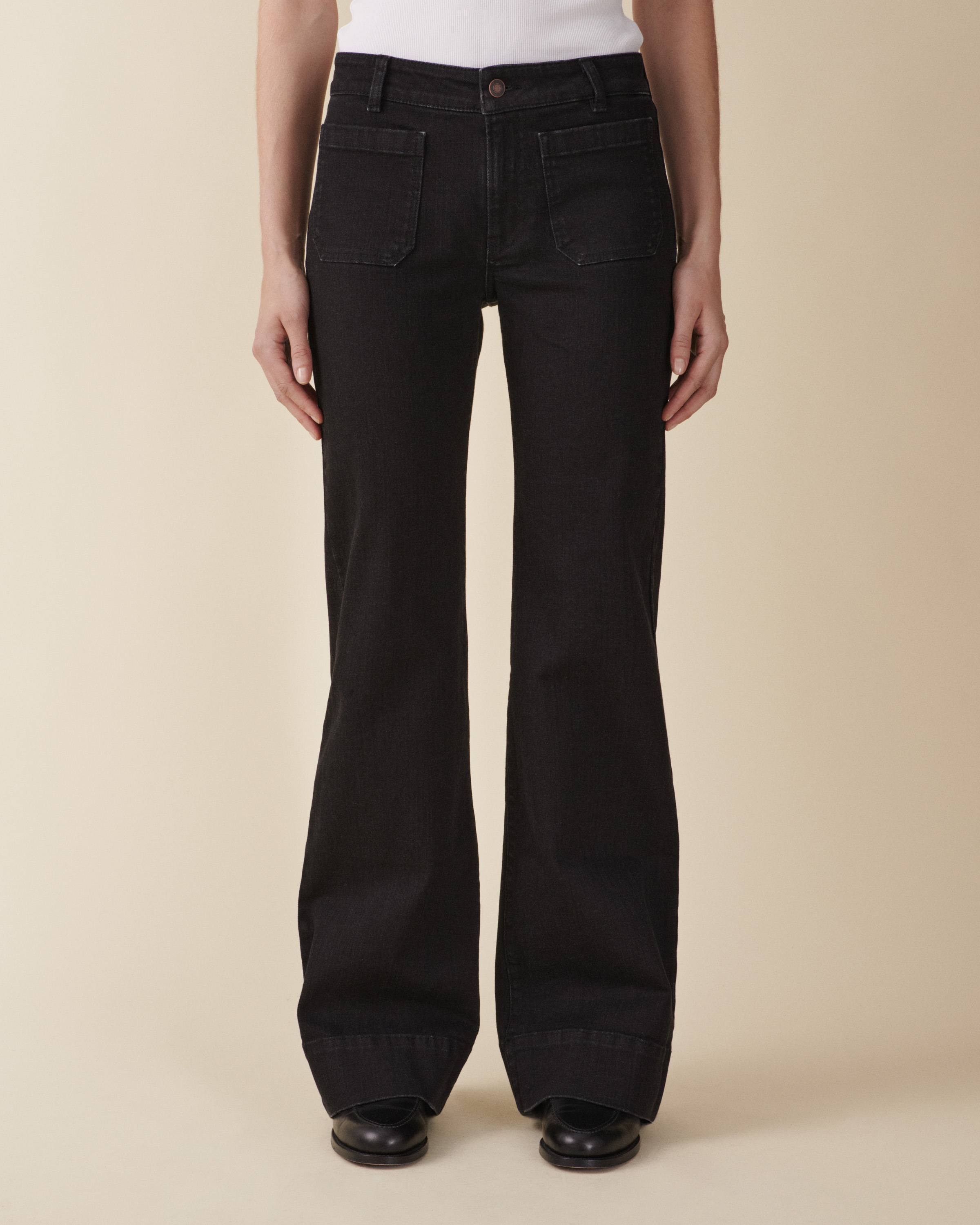 Jeanerica Womens Black 2 Weeks St Monica Flared-leg High-rise Organic Denim-blend Jeans In Black