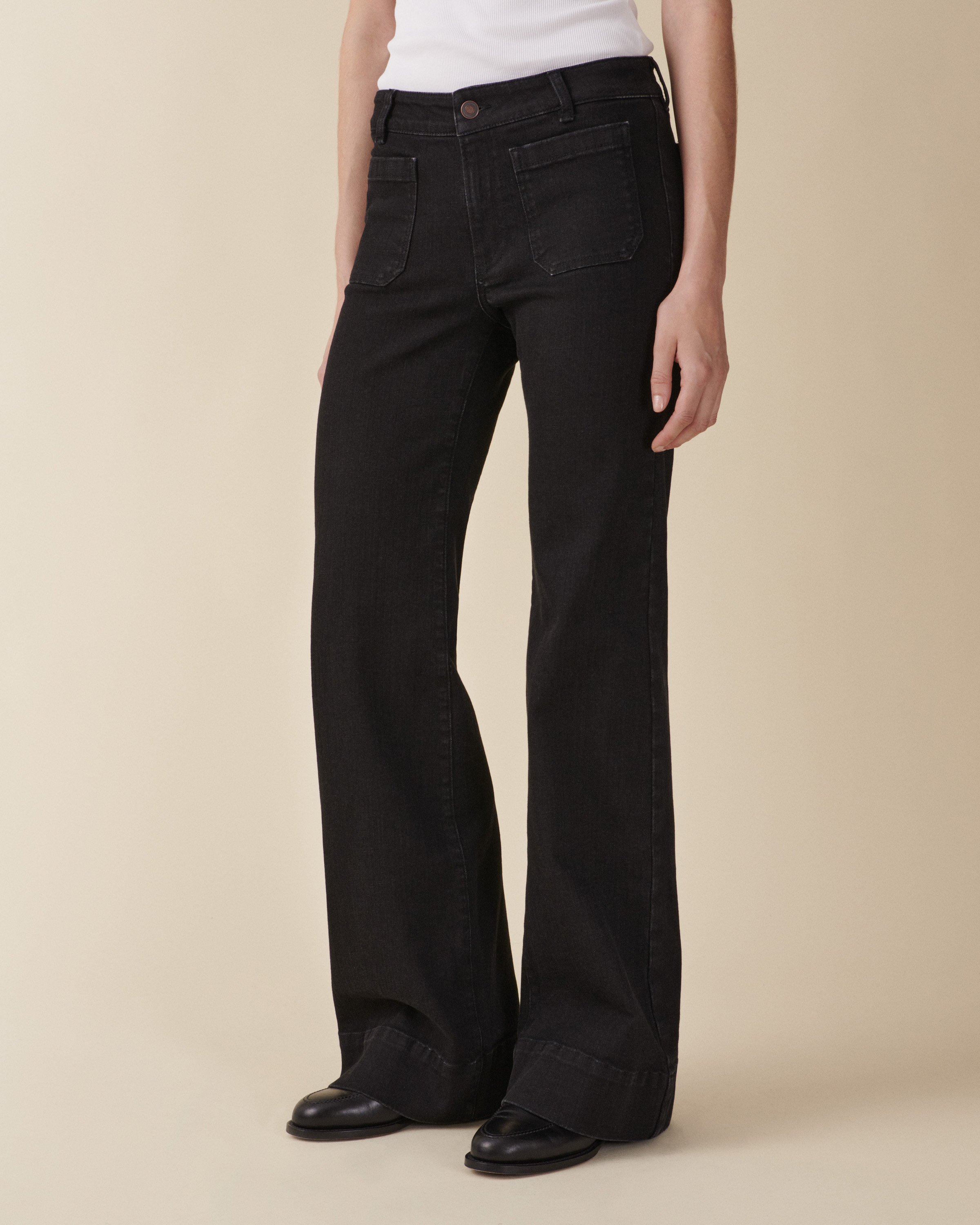 Jeanerica Womens Black 2 Weeks St Monica Flared-leg High-rise Organic Denim-blend Jeans In Black