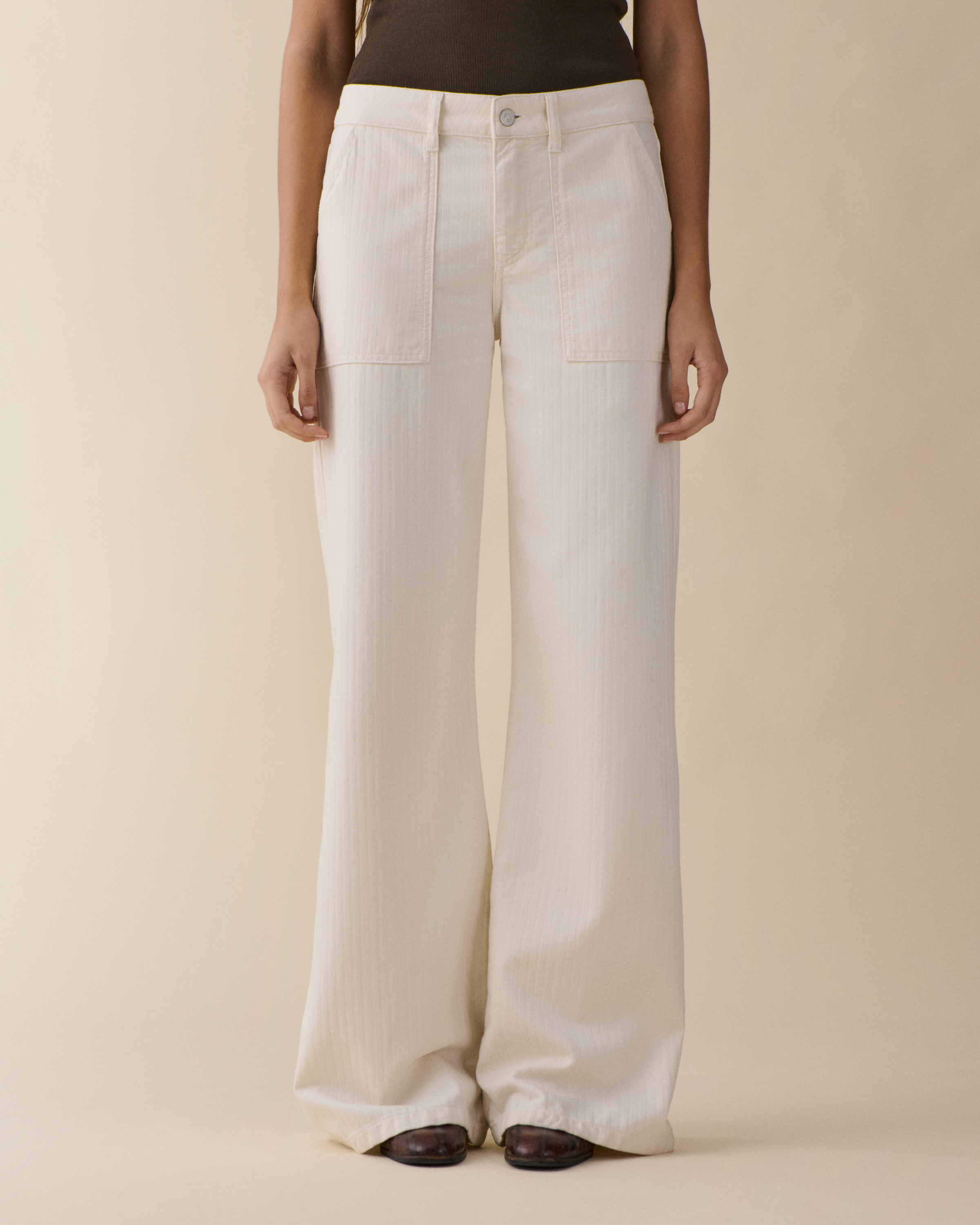 Jeanerica Guell Pants Chevron Ecru In Neutral