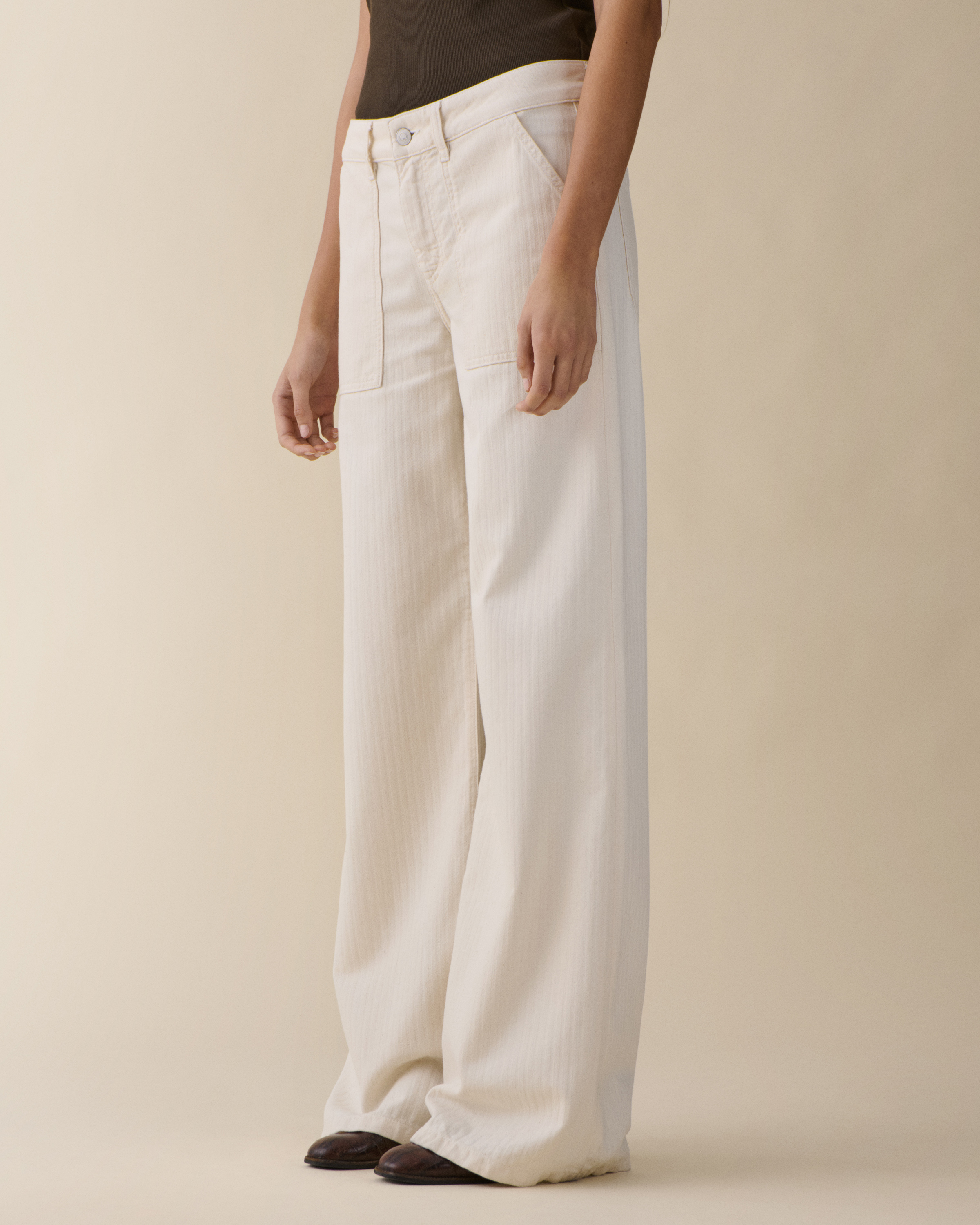 Jeanerica Guell Pants Chevron Ecru In Neutral